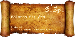 Balassa Szilárd névjegykártya
